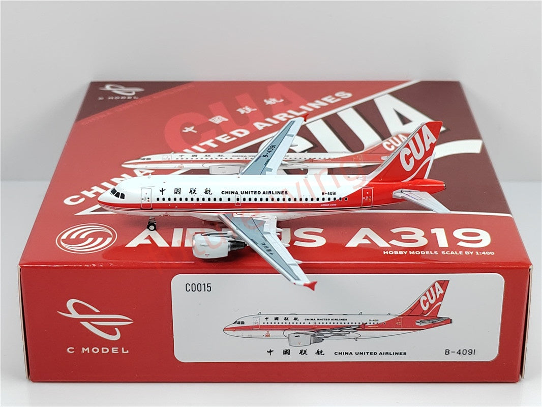 1:400 C model China United Airlines A319 B-4090 B-4091 B-4092 Aircraft Model+Free Tractor