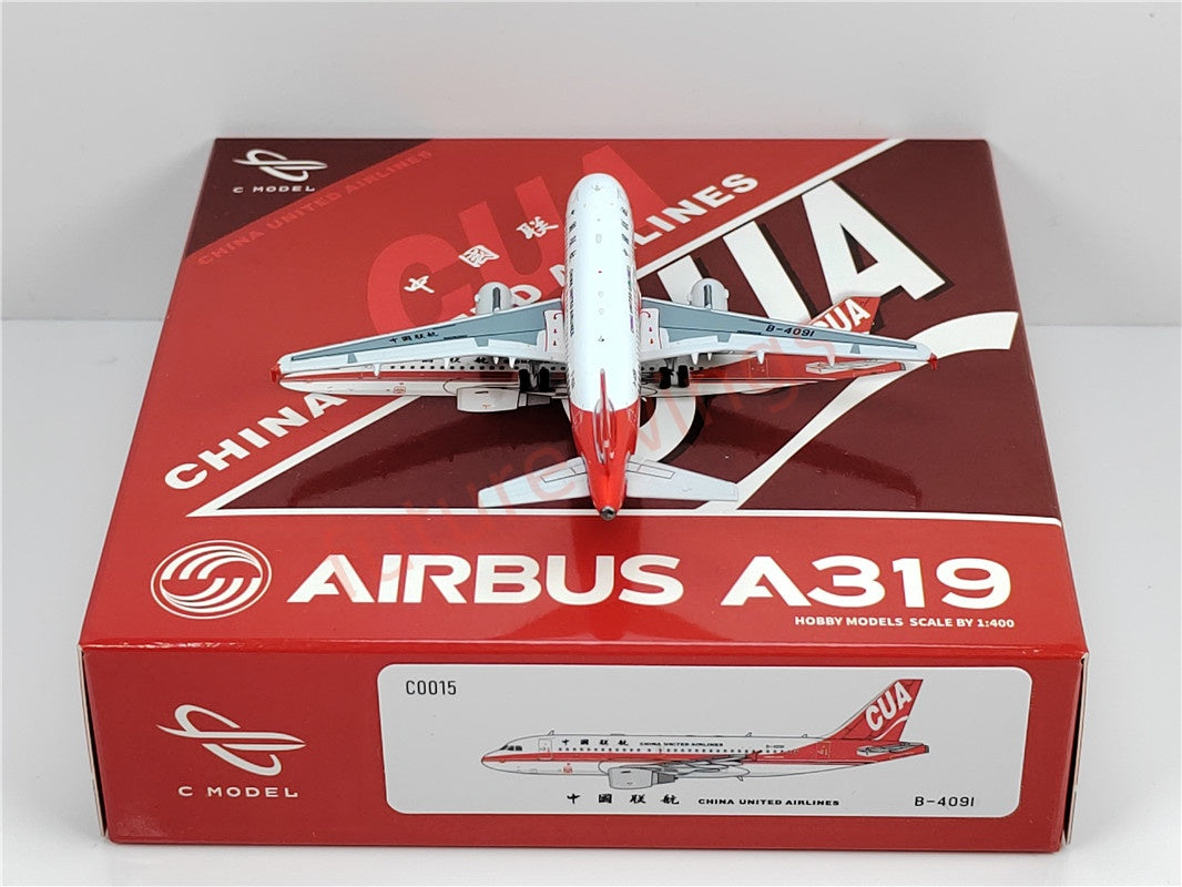 1:400 C model China United Airlines A319 B-4090 B-4091 B-4092 Aircraft Model+Free Tractor