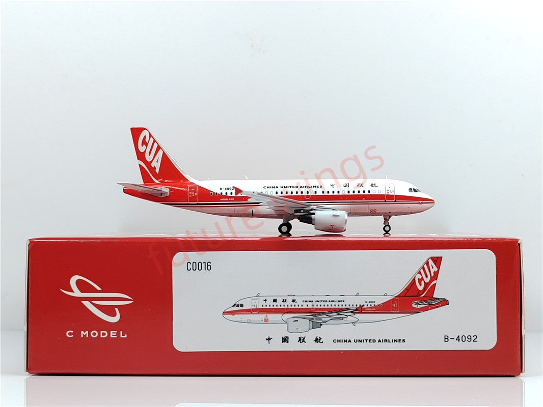 1:400 C model China United Airlines A319 B-4090 B-4091 B-4092 Aircraft Model+Free Tractor