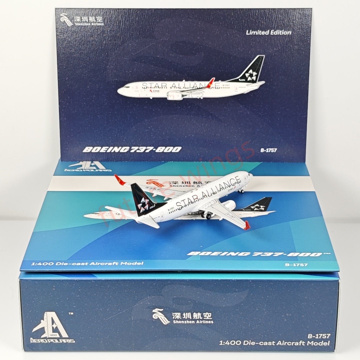 1:400 AeroPolaris ShenZhen Airlines B737-800 B-1757 B-1758 “STAR ALLIANCE”Aircraft Model+Free Tracto