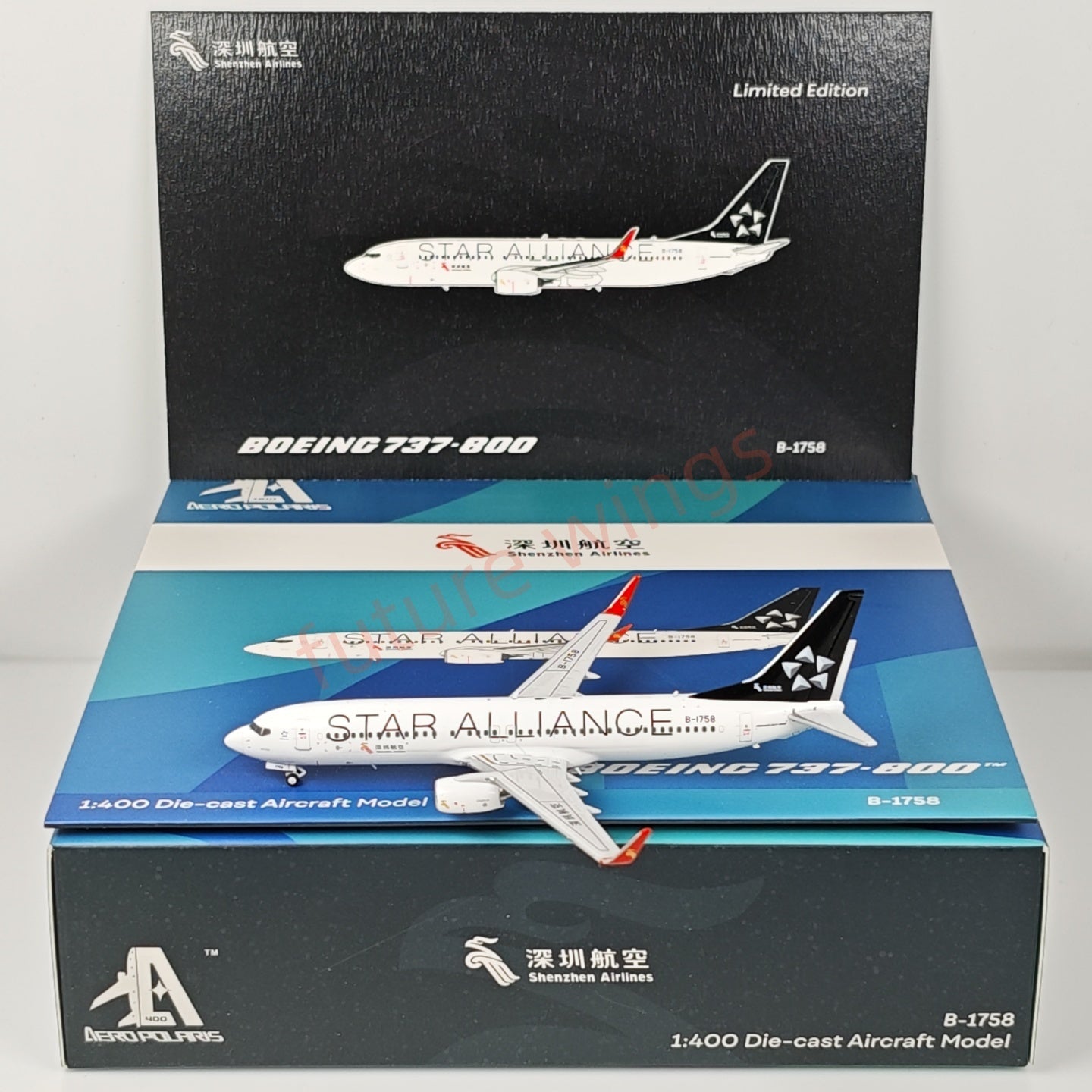 1:400 AeroPolaris ShenZhen Airlines B737-800 B-1757 B-1758 “STAR ALLIANCE”Aircraft Model+Free Tracto