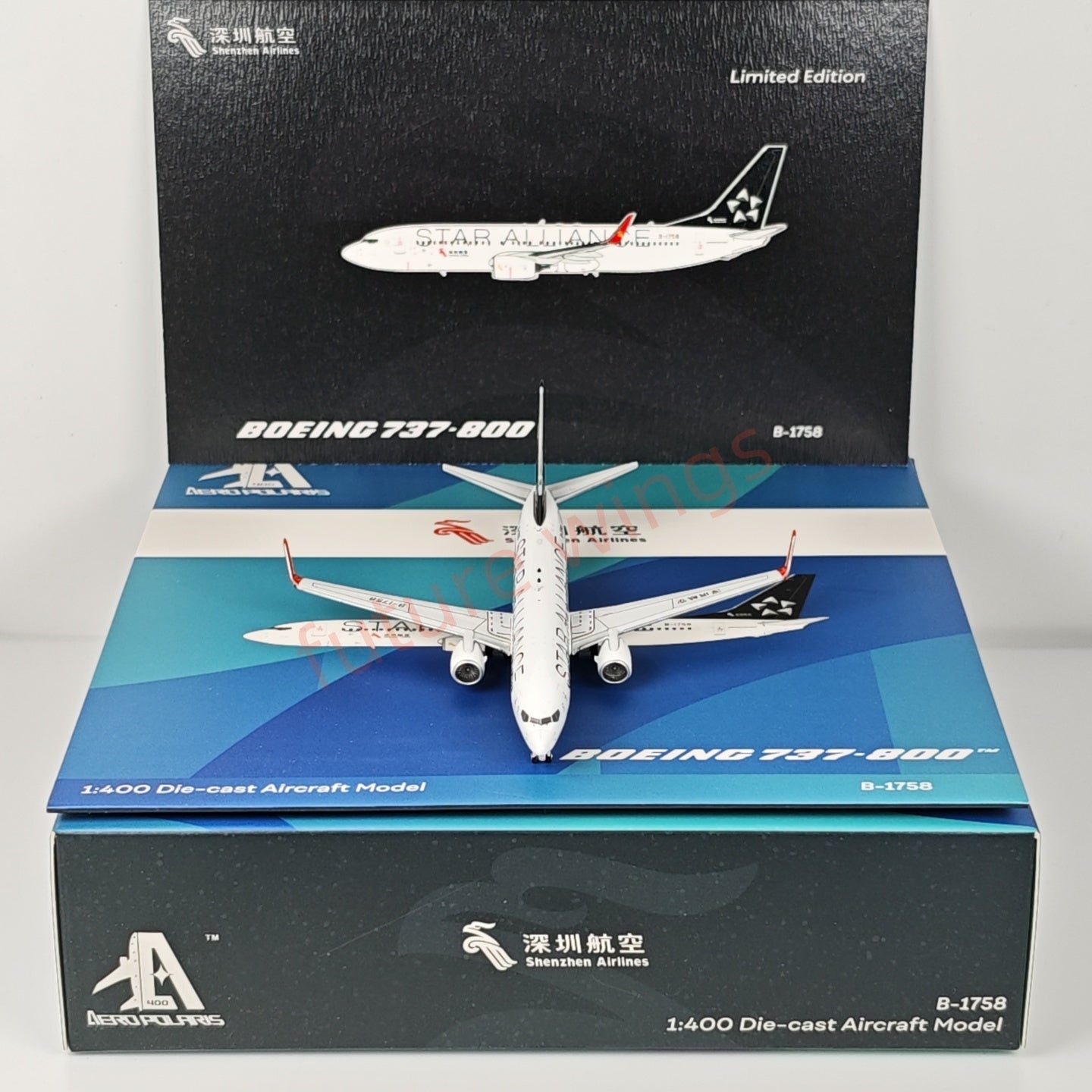 1:400 AeroPolaris ShenZhen Airlines B737-800 B-1757 B-1758 “STAR ALLIANCE”Aircraft Model+Free Tracto