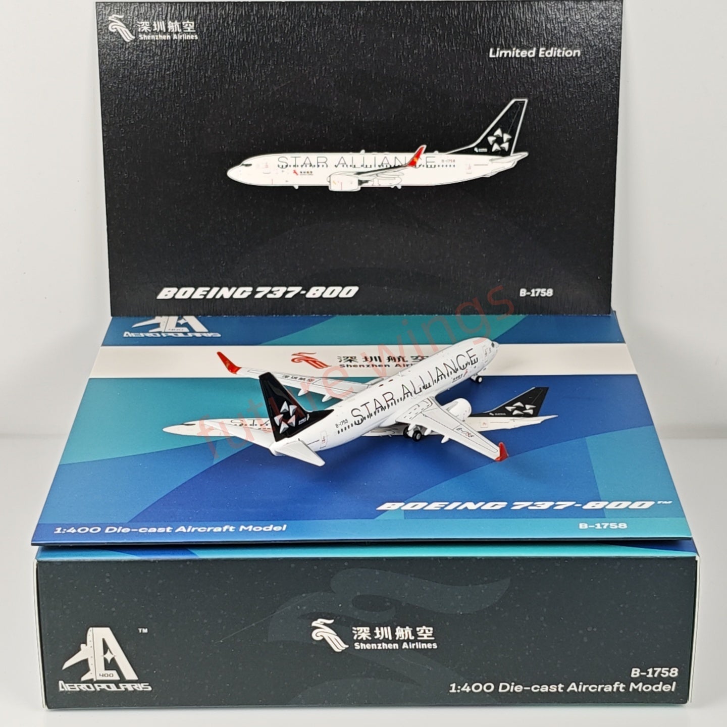 1:400 AeroPolaris ShenZhen Airlines B737-800 B-1757 B-1758 “STAR ALLIANCE”Aircraft Model+Free Tracto