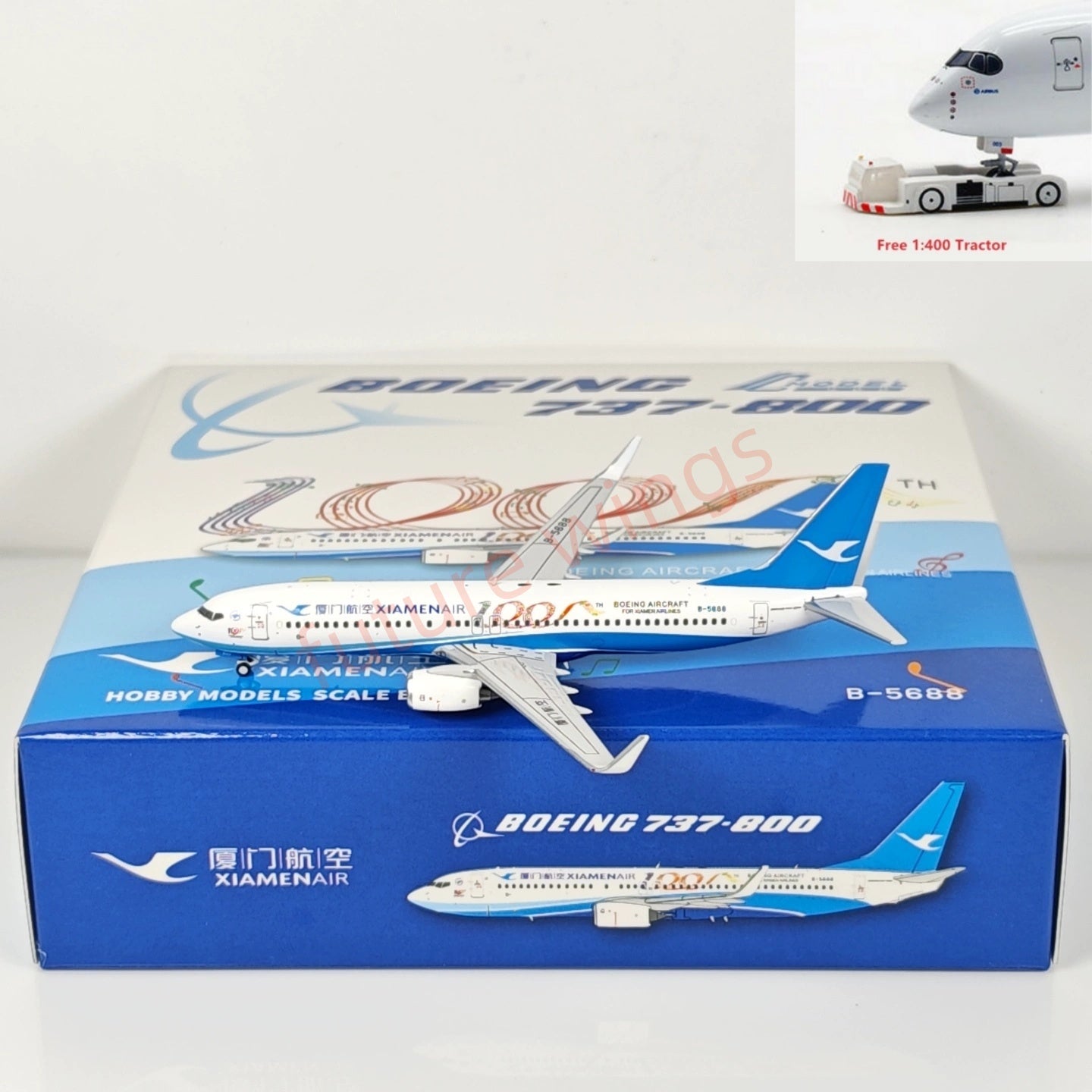 1:400 C Model Xiamen Airlines B737-800 B-5688 "100th" Aircraft Model+Free Tractor
