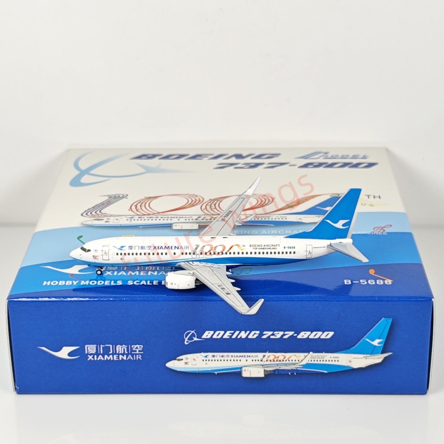 1:400 C Model Xiamen Airlines B737-800 B-5688 "100th" Aircraft Model+Free Tractor