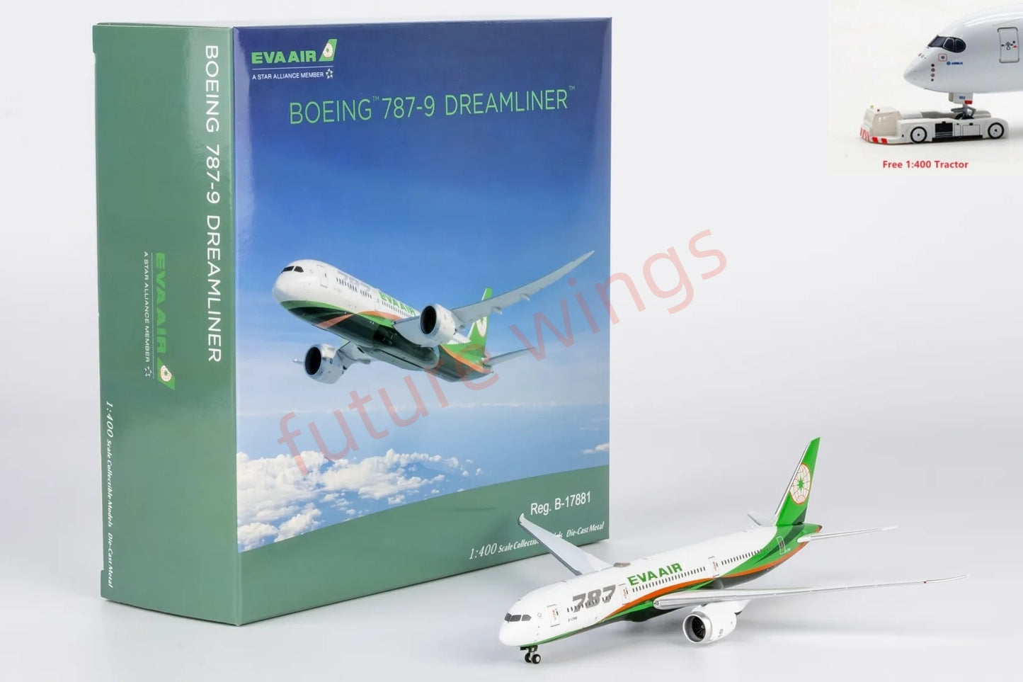 1:400 NG Models NG55142 EVA Air B787-9 B-17881 Aircraft Model+Free Tractor