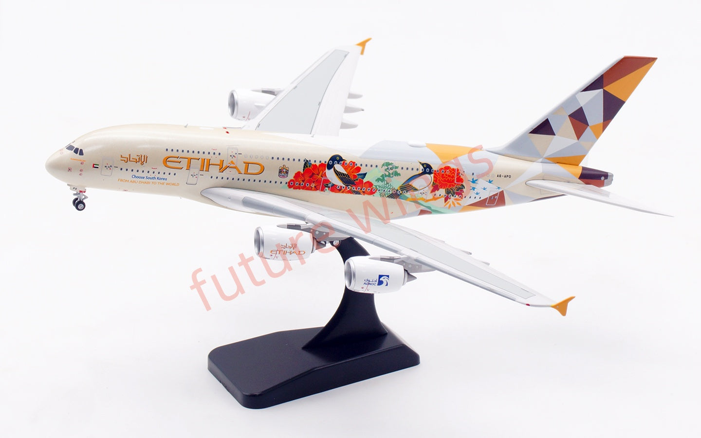 1:400 Aviation400 Etihad Airways A380 A6-APD Aircraft Model Free Tractor+Stand