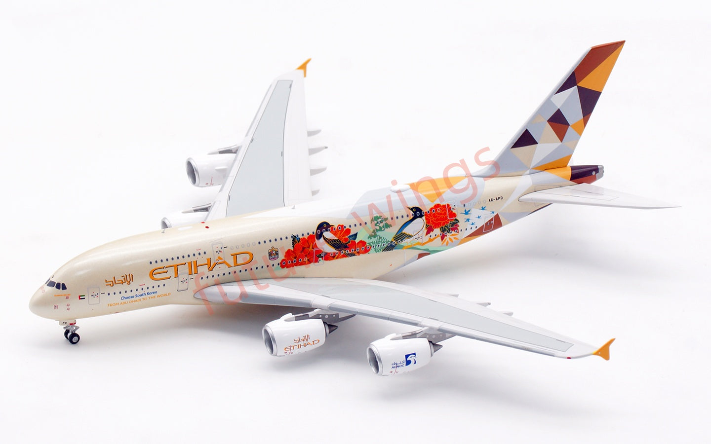 1:400 Aviation400 Etihad Airways A380 A6-APD Aircraft Model Free Tractor+Stand