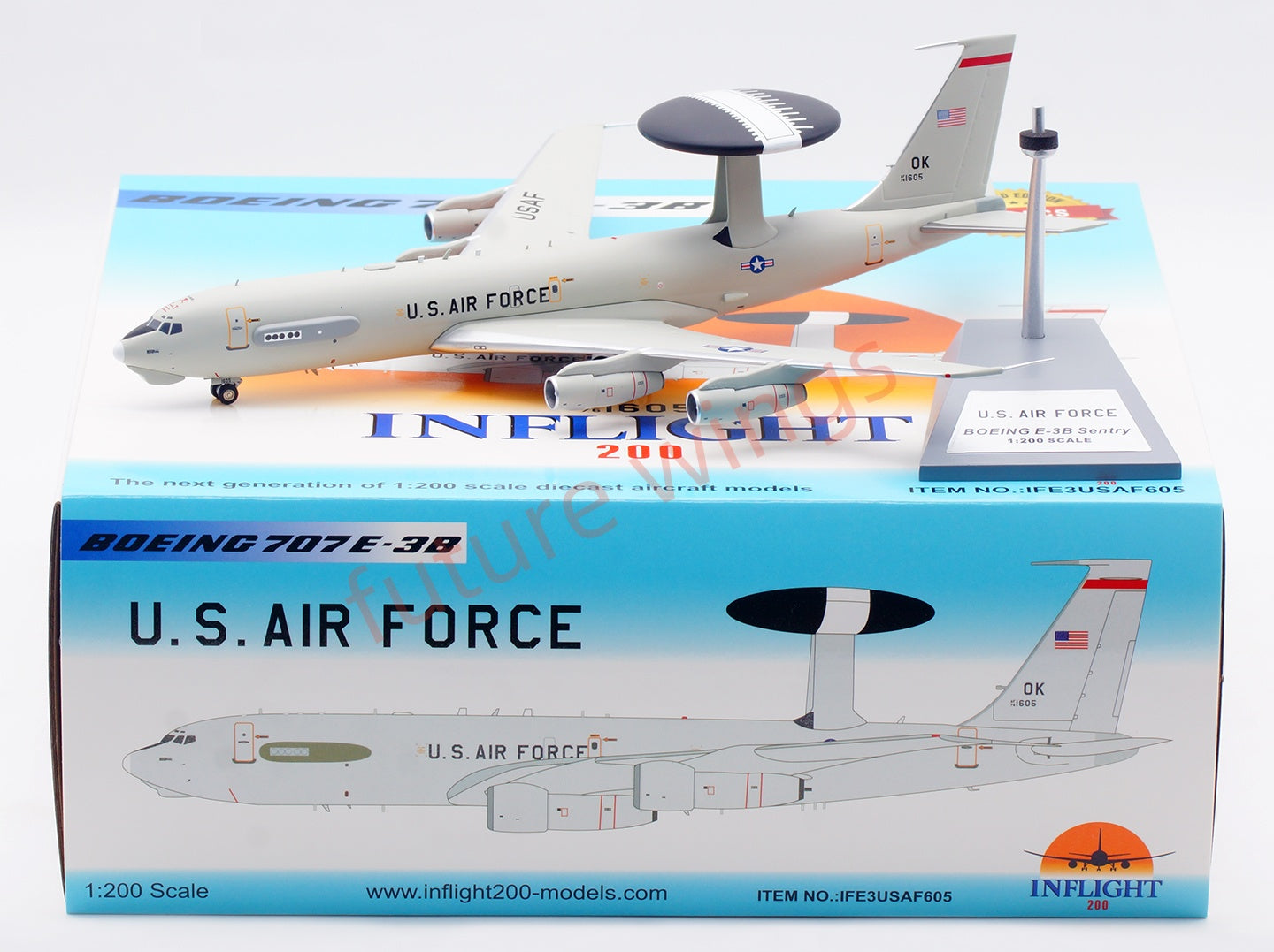 1:200 InFlight200 USAF E-3B 76-1605 Diecast Aircraft Model