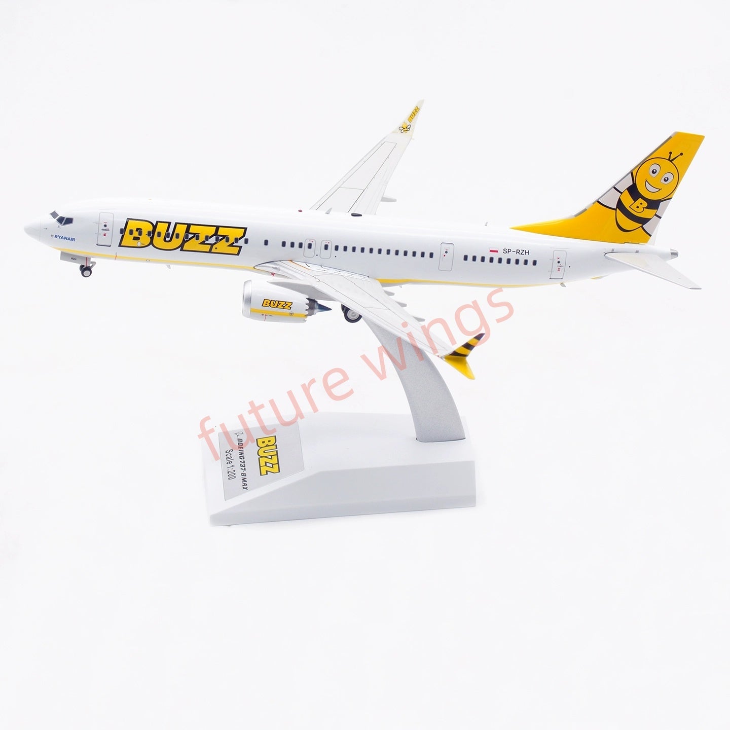 1:200 B-Models Buzz Air B737-8MAX SP-RZH Aircraft Model With Stand