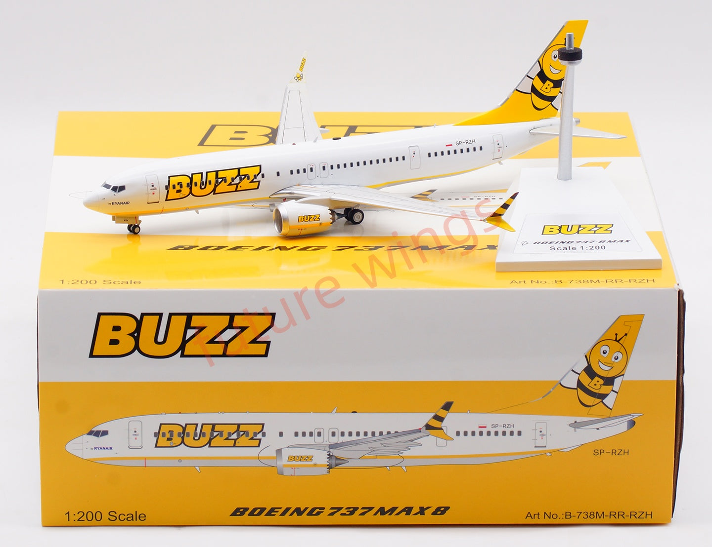 1:200 B-Models Buzz Air B737-8MAX SP-RZH Aircraft Model With Stand