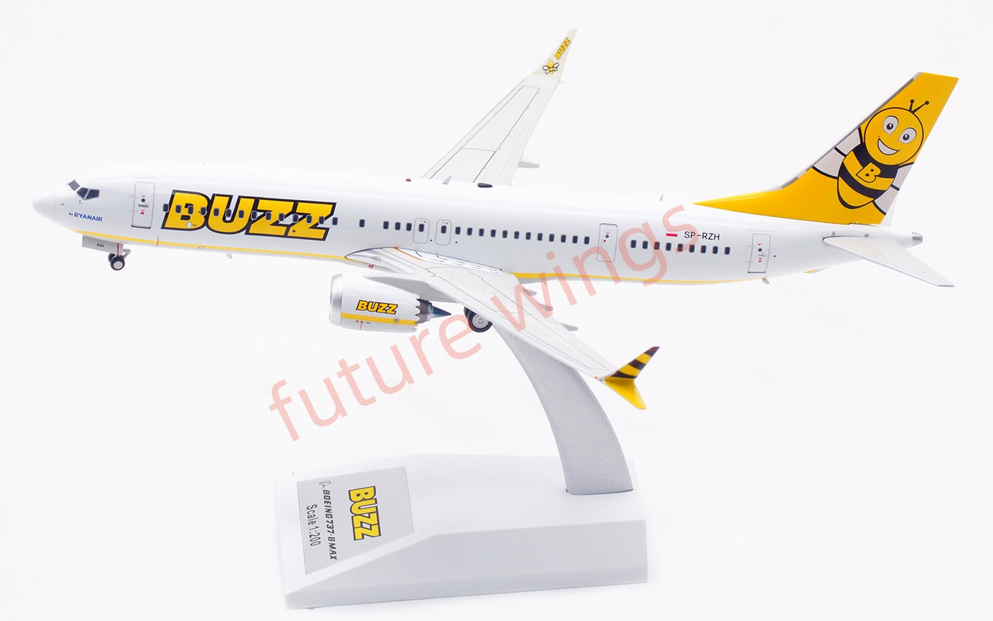 1:200 B-Models Buzz Air B737-8MAX SP-RZH Aircraft Model With Stand
