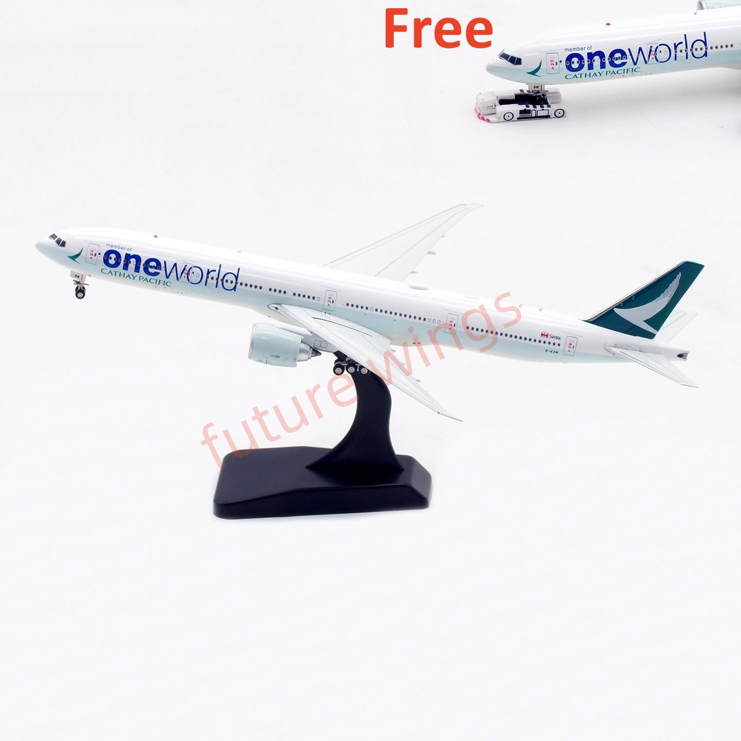 1:400 Aviation400 Cathay Pacific B777-300ER B-KQM Aircraft Model Free Tractor+Stand