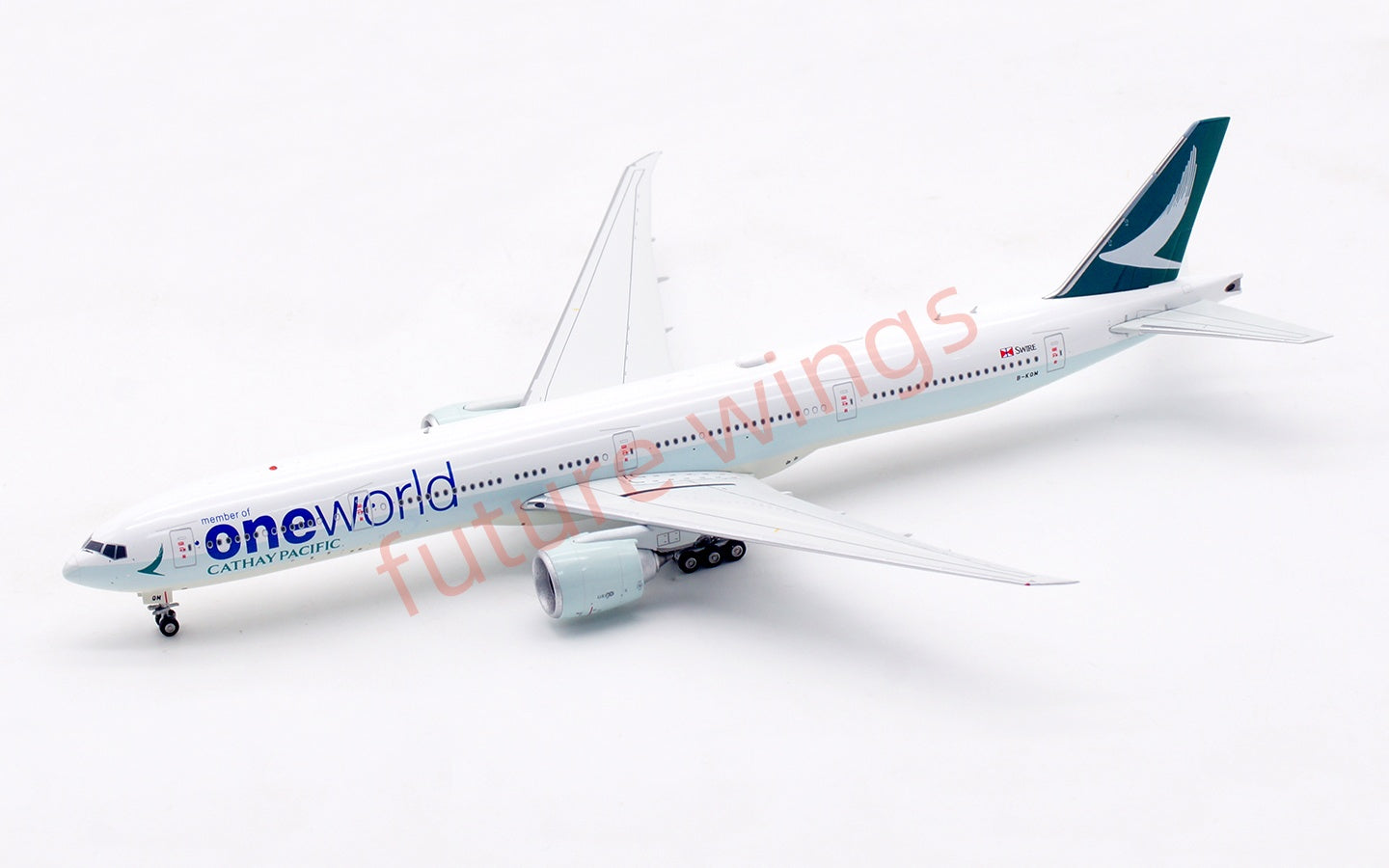 1:400 Aviation400 Cathay Pacific B777-300ER B-KQM Aircraft Model Free Tractor+Stand