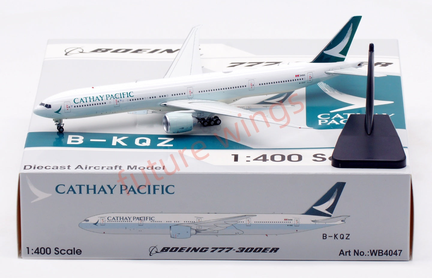 1:400 Aviation400 Cathay Pacific B777-300ER B-KQZ Aircraft Model Free Tractor+Stand