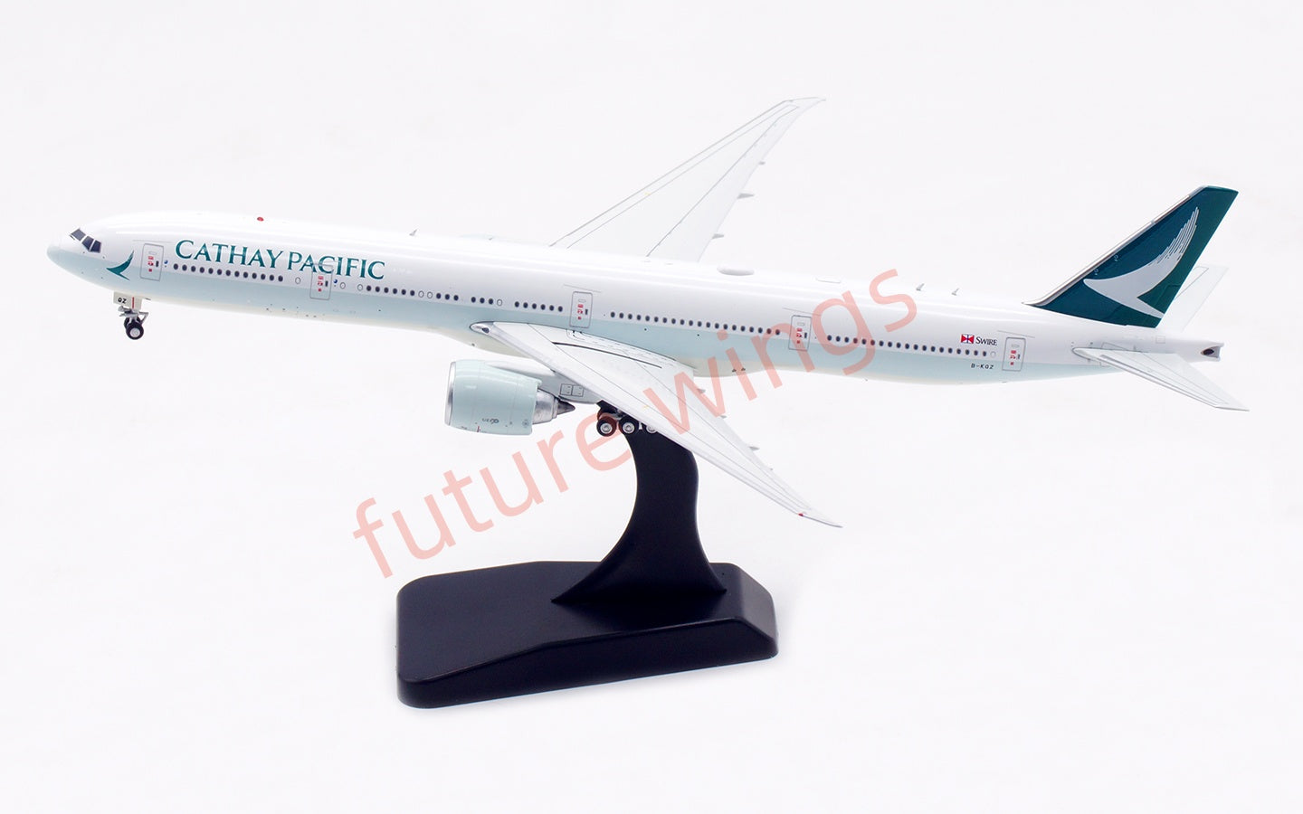 1:400 Aviation400 Cathay Pacific B777-300ER B-KQZ Aircraft Model Free Tractor+Stand