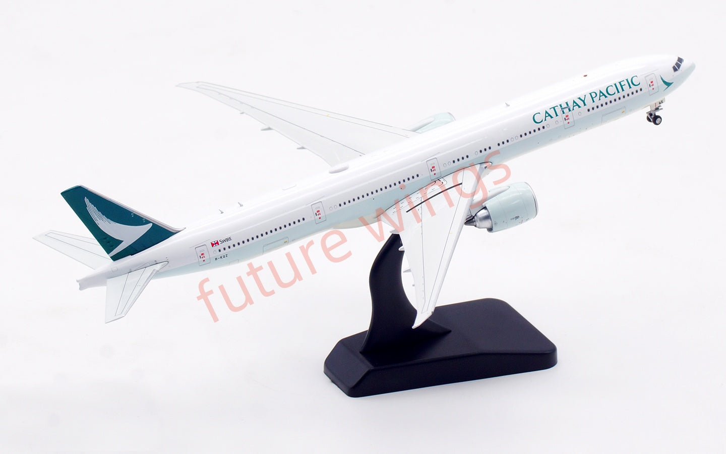 1:400 Aviation400 Cathay Pacific B777-300ER B-KQZ Aircraft Model Free Tractor+Stand
