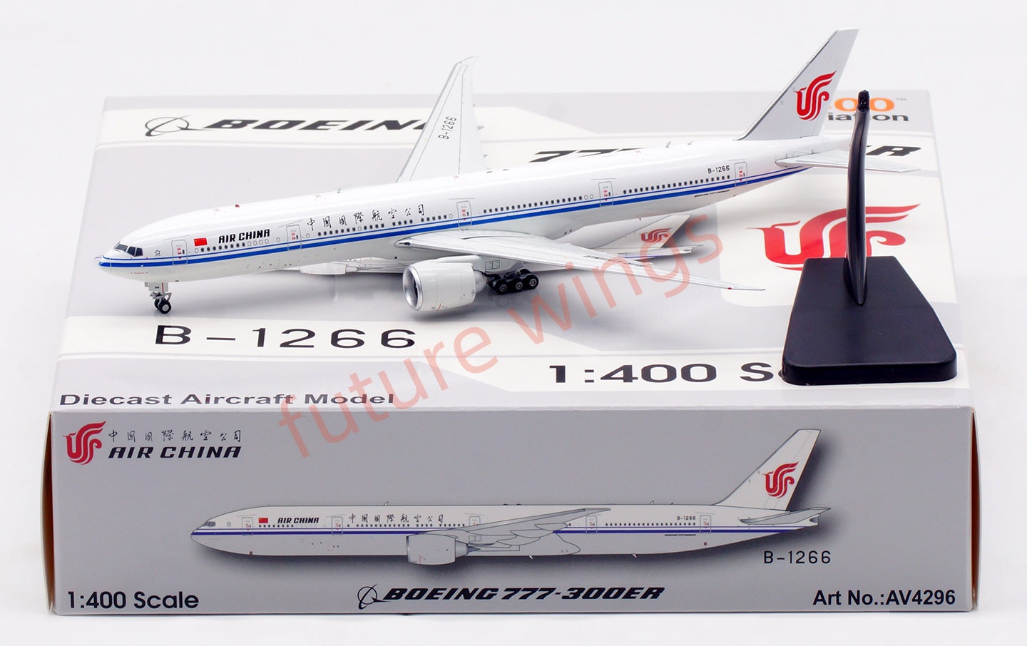 1:400 Aviation400 Air China B777-300ER B-1266 Aircraft Model Free Tractor+Stand