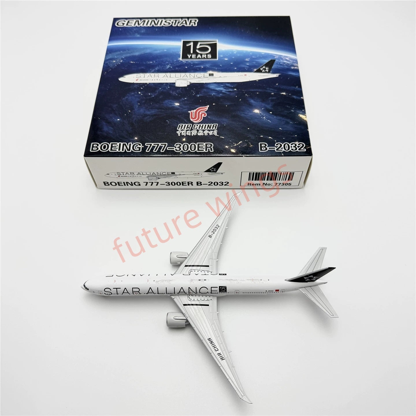 1:400 Geministar Air China B777-300ER B-2032 "STAR ALLIANCE" Aircraft Model+Free Tractor