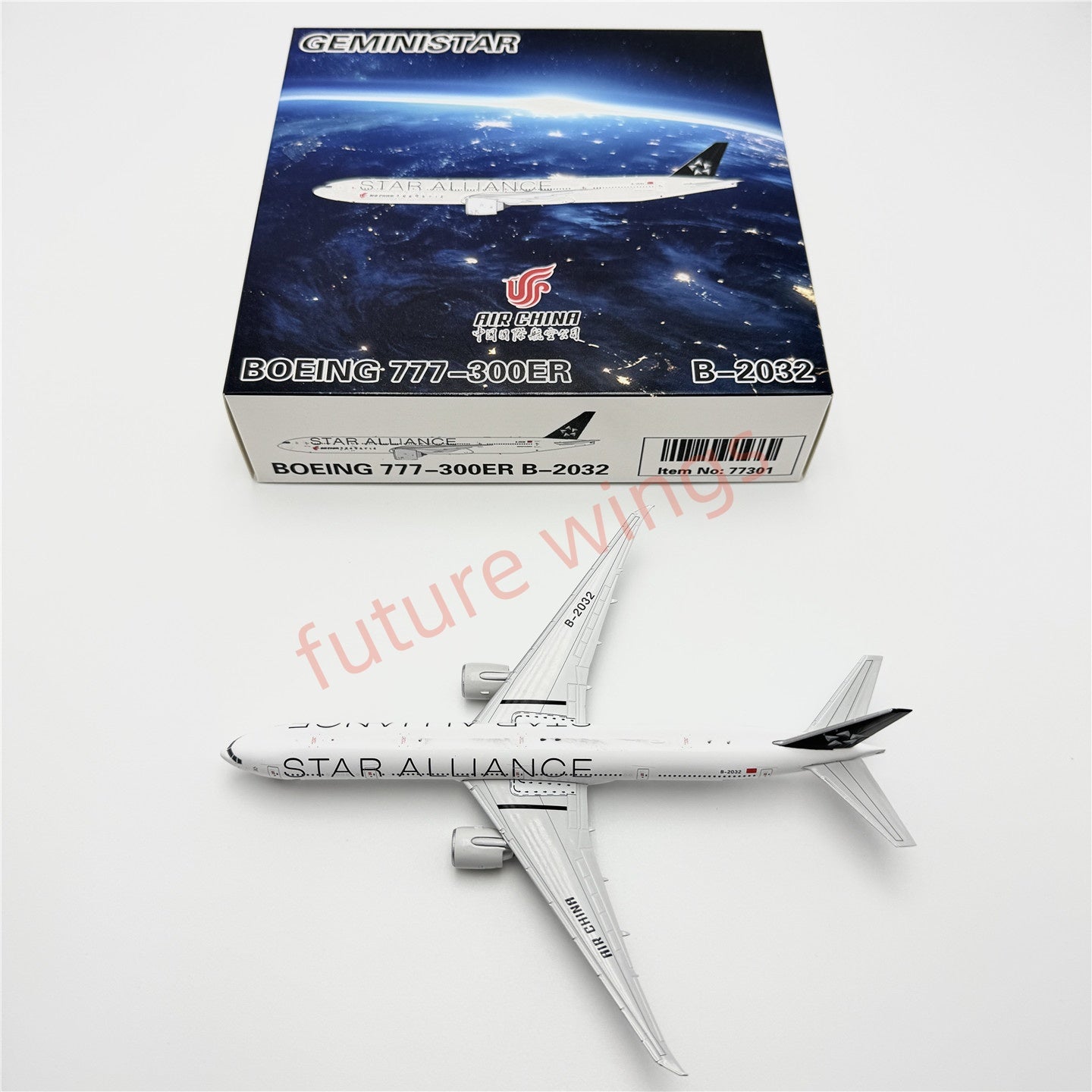 1:400 Geministar Air China B777-300ER B-2032 "STAR ALLIANCE" Aircraft Model+Free Tractor