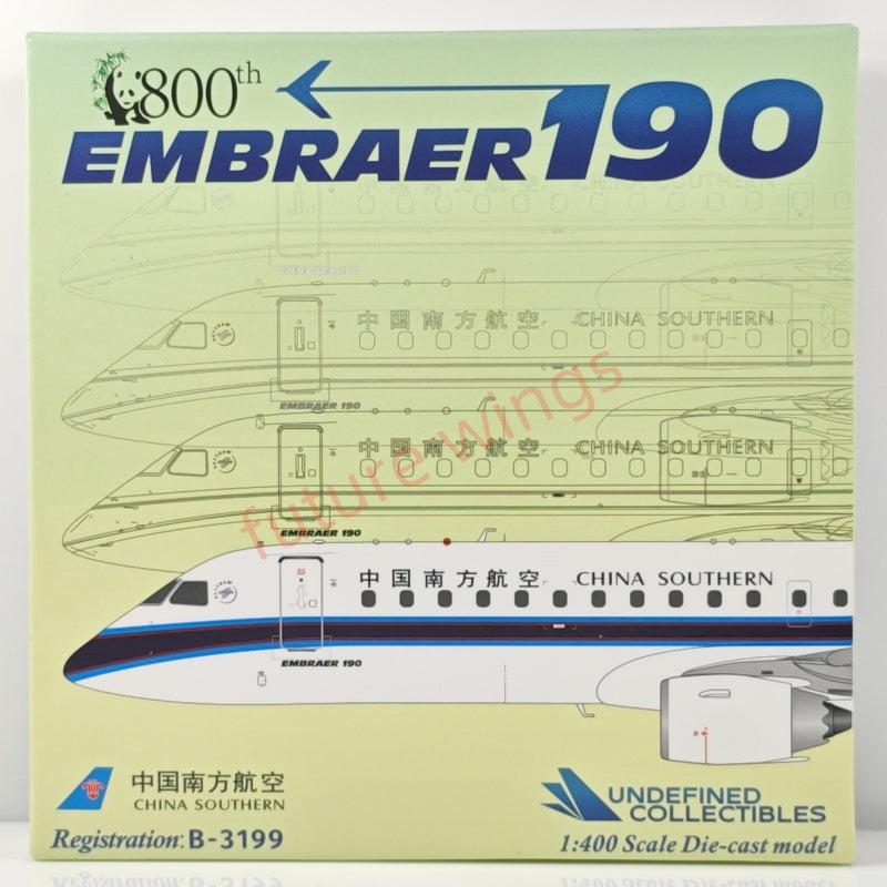 1:400 UC Model China Southern Airlines ERJ-190 B-3199 Aircraft Model+Free Tractor