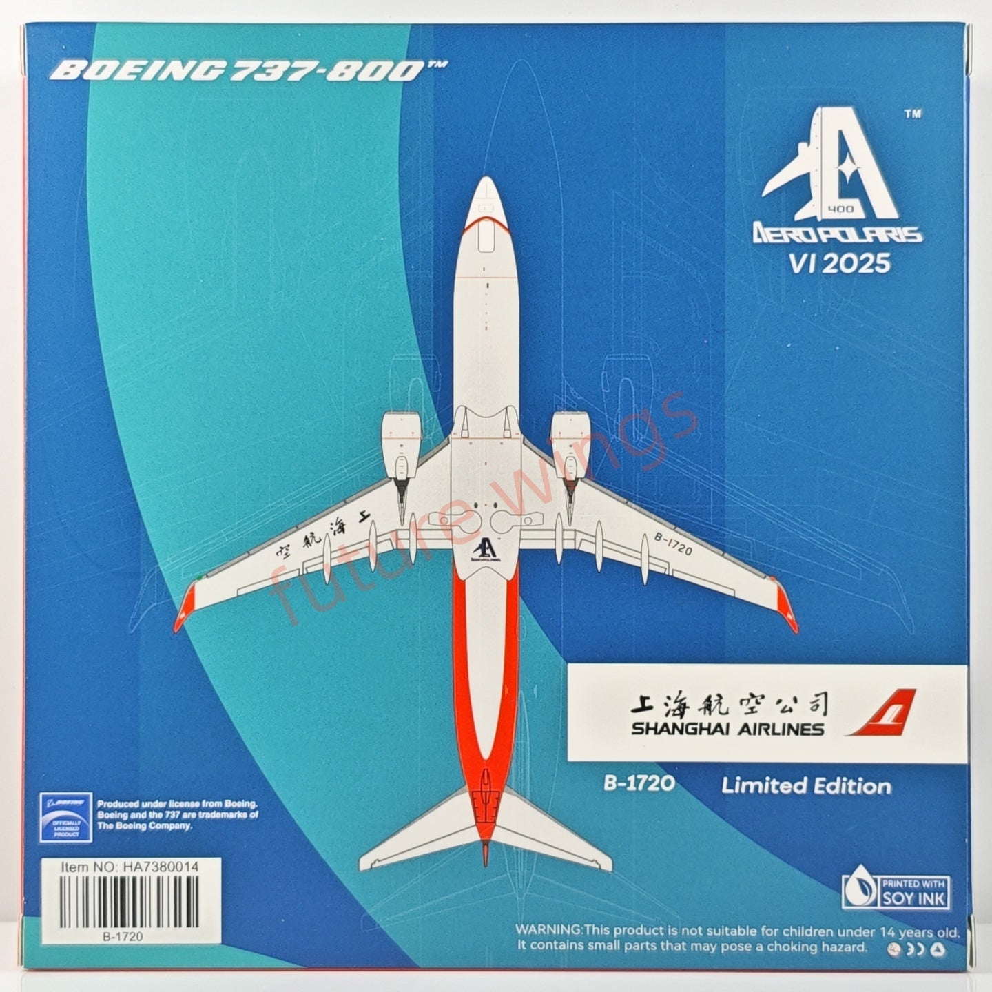 1:400 AeroPolaris ShangHai Airlines B737-800 B-16722 Aircraft Model+Free Tractor