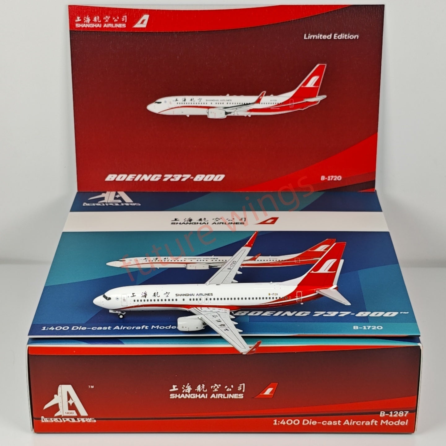 1:400 AeroPolaris ShangHai Airlines B737-800 B-16722 Aircraft Model+Free Tractor