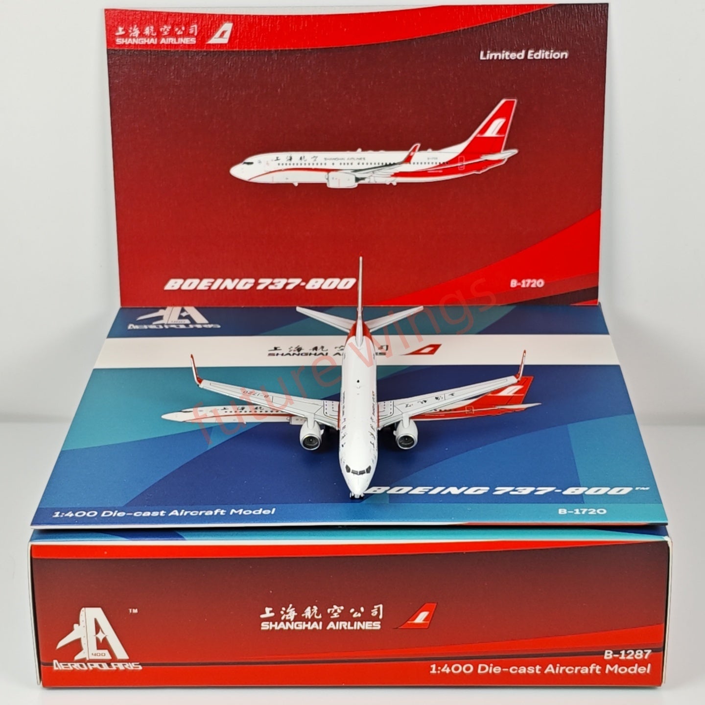 1:400 AeroPolaris ShangHai Airlines B737-800 B-16722 Aircraft Model+Free Tractor