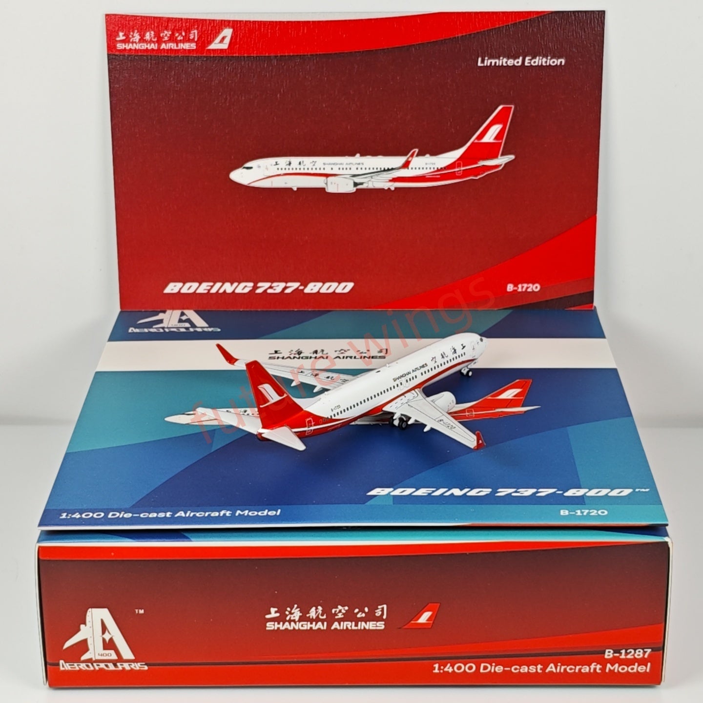 1:400 AeroPolaris ShangHai Airlines B737-800 B-16722 Aircraft Model+Free Tractor
