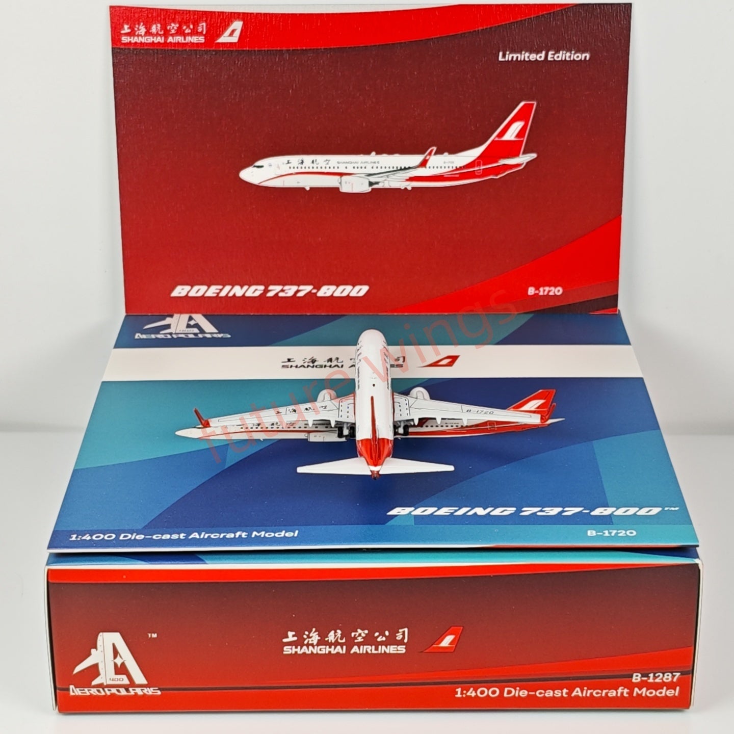 1:400 AeroPolaris ShangHai Airlines B737-800 B-16722 Aircraft Model+Free Tractor