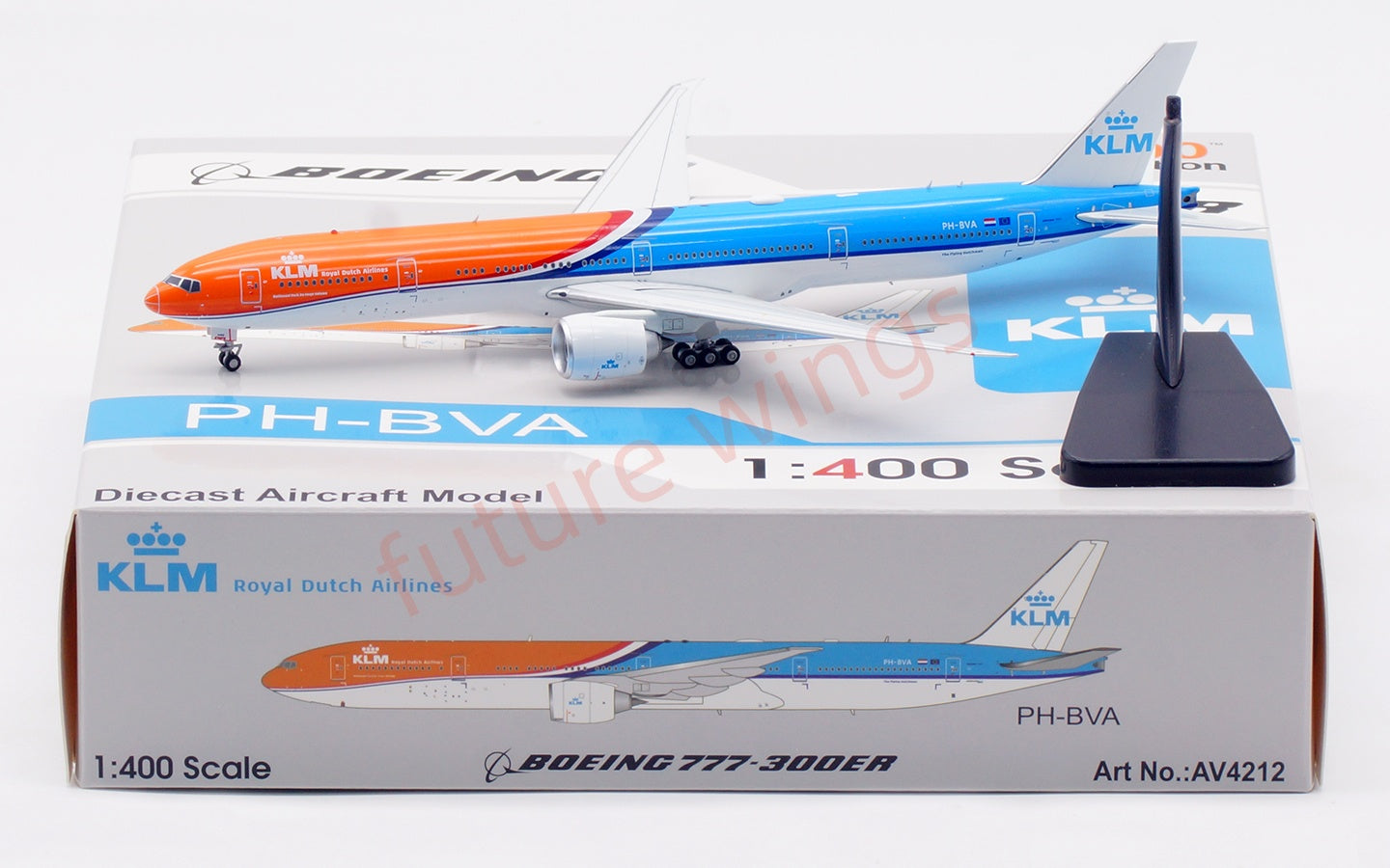 1:400 Aviation400 KLM B777-300ER PH-BVA Aircraft Model Free Tractor+Stand