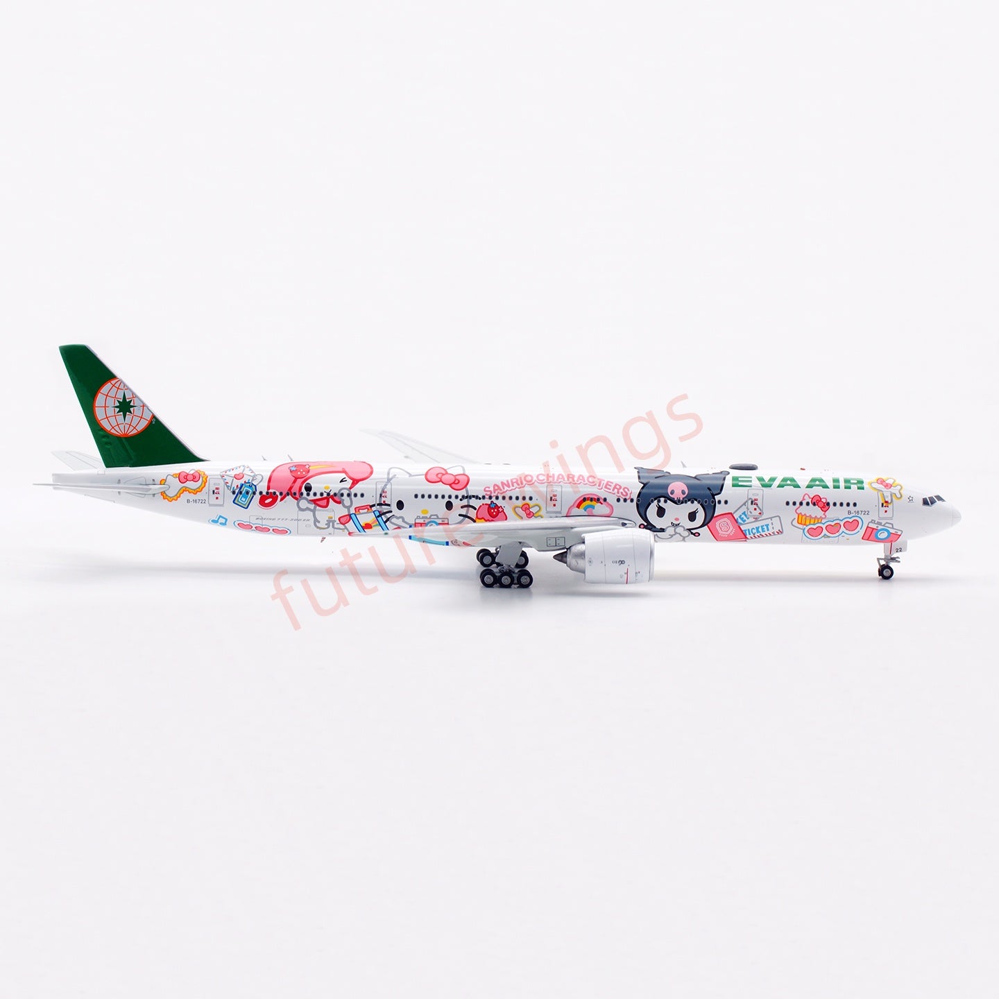 1:400 Aviation400 EVA Air B777-300ER B-16722 "Hello Kitty"Aircraft Model Free Tractor+Stand