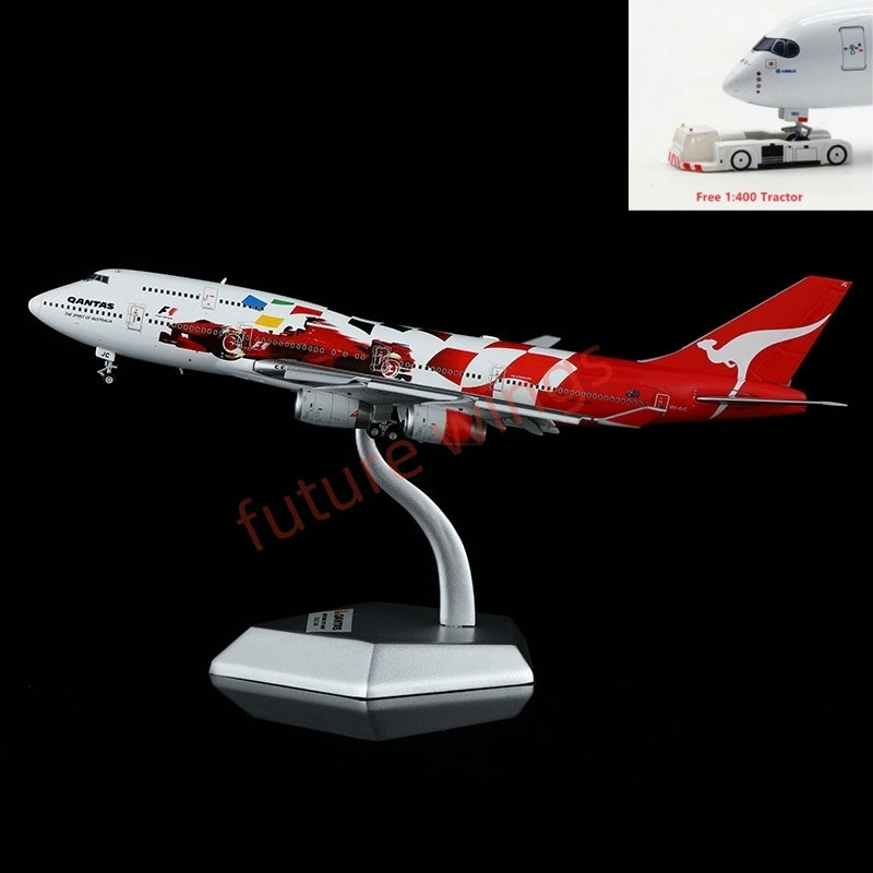 1:400 HX Models Qantas Airways B747-400 VH-OJC Aircraft Model Free Tractor +Stand