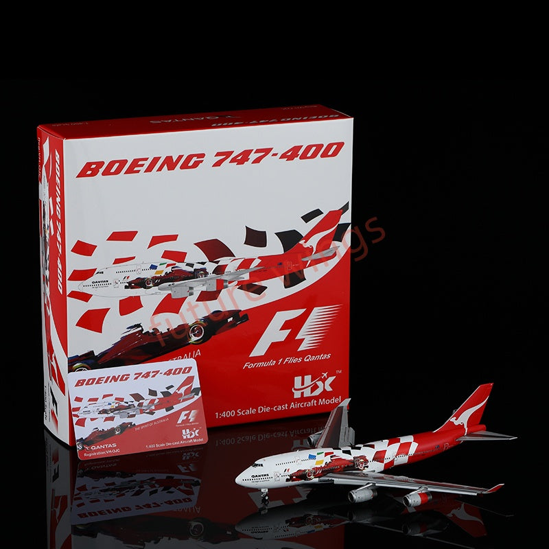 1:400 HX Models Qantas Airways B747-400 VH-OJC Aircraft Model Free Tractor +Stand