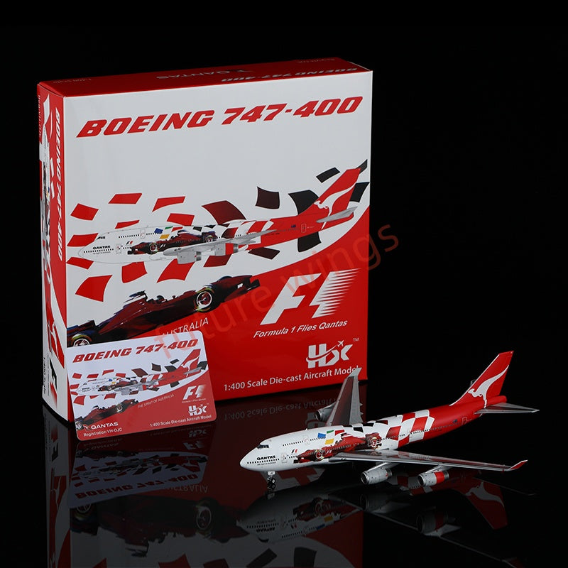 1:400 HX Models Qantas Airways B747-400 VH-OJC Aircraft Model Free Tractor +Stand