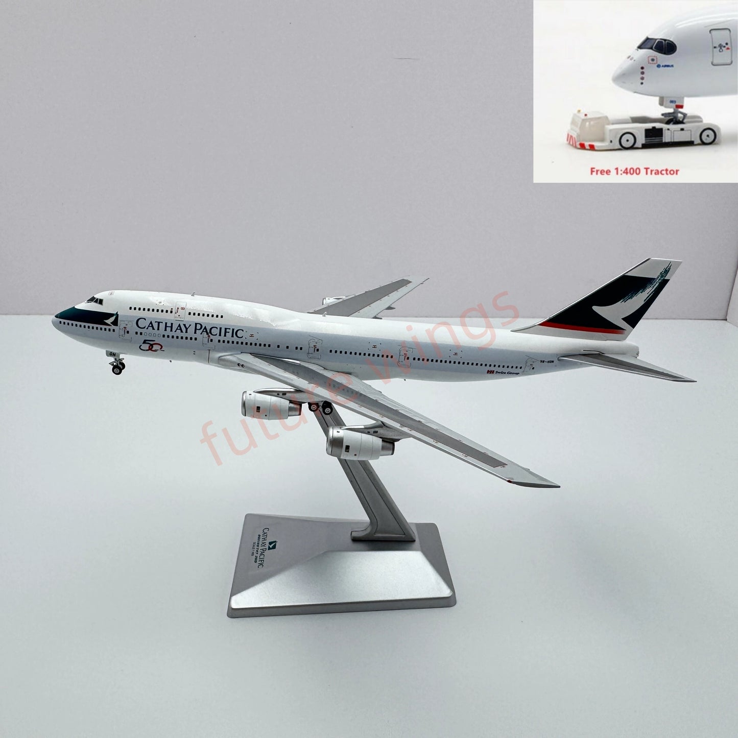 1:400 YY Wings Cathay Pacific B747-300 VR-HON "50years"Free Tractor +Stand