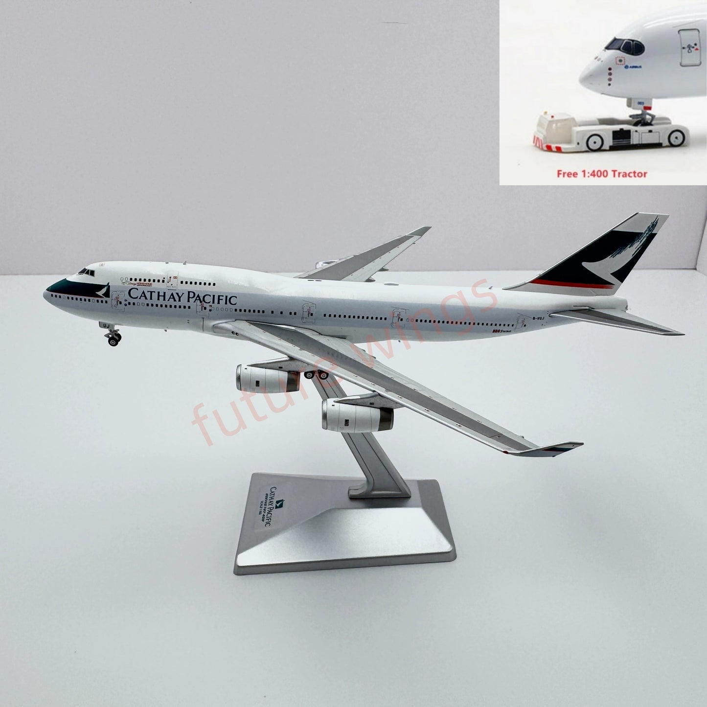 1:400 YY Wings Cathay Pacific B747-400 B-HUJ Aircraft Model Free Tractor+Stand