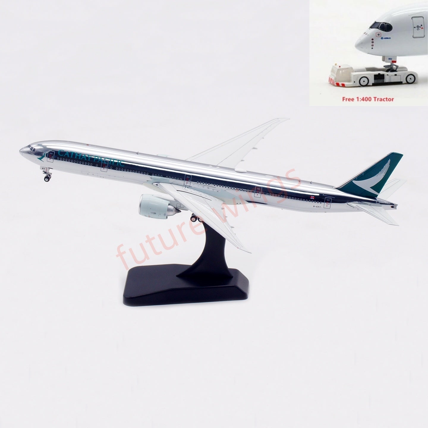 1:400 Aviation400 Cathay Pacific B777-300ER B-KPT Aircraft Model Free Tractor+Stand
