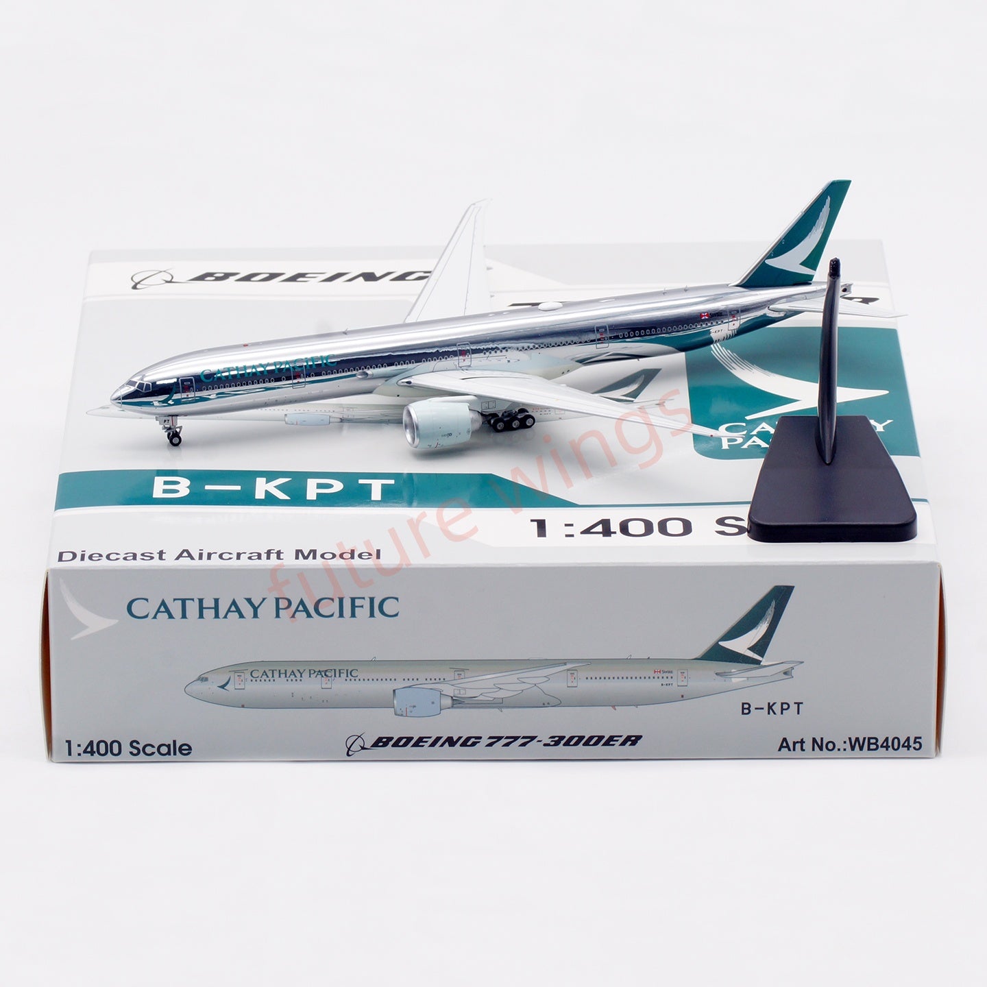 1:400 Aviation400 Cathay Pacific B777-300ER B-KPT Aircraft Model Free Tractor+Stand