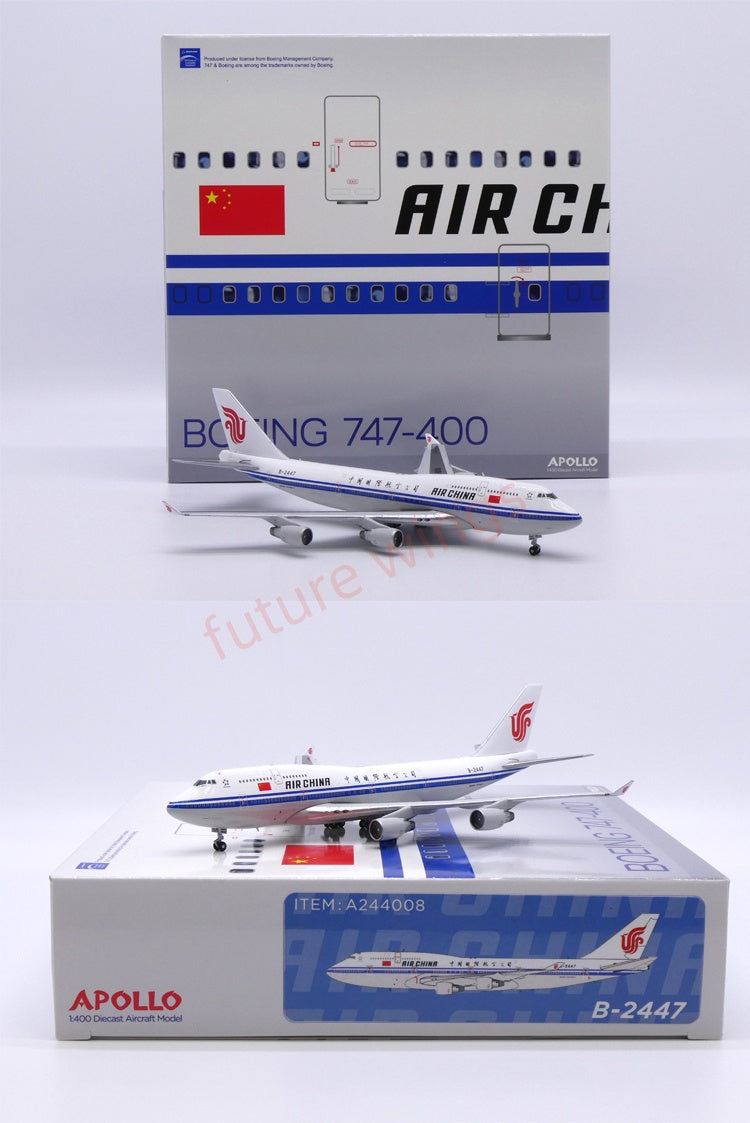1:400 APOLLO Air China B747-400 B-2445/B-2447 Aircraft Model+Free Tractor
