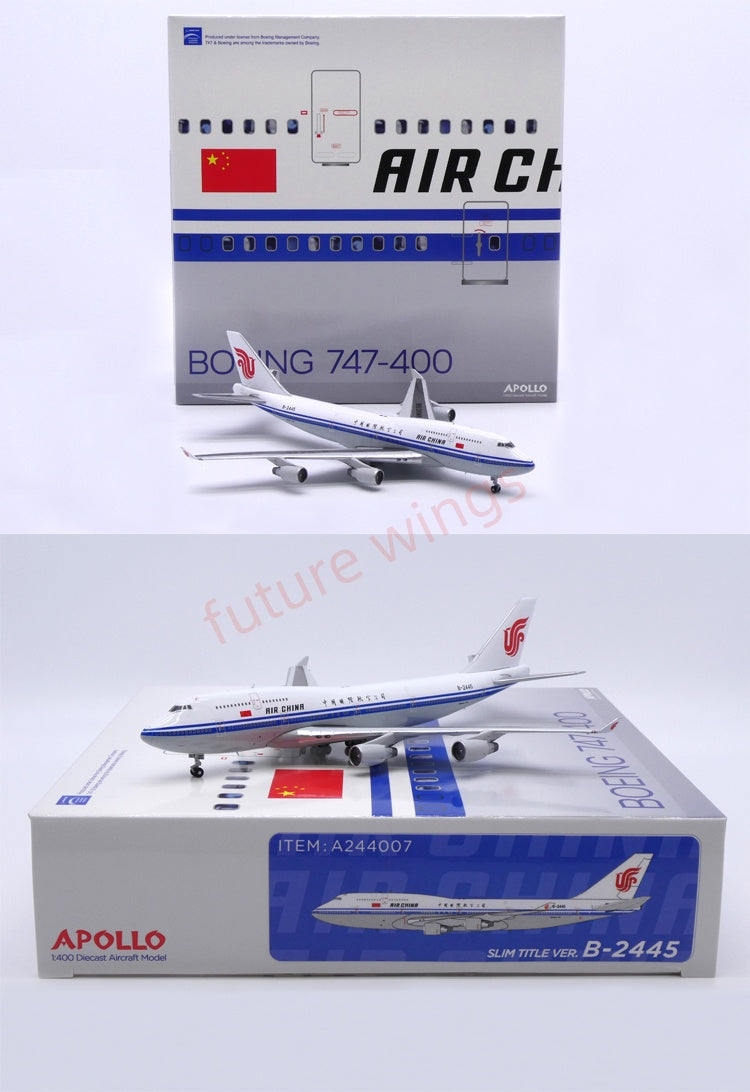1:400 APOLLO Air China B747-400 B-2445/B-2447 Aircraft Model+Free Tractor