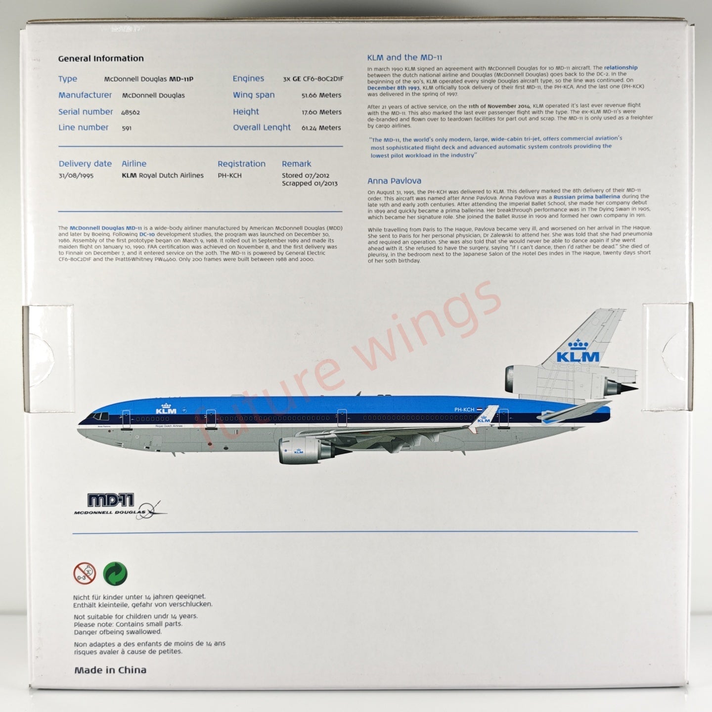 1:200 JC Wings XX20043 KLM McDonnell Douglas MD-11 PH-KCH Aircraft Model