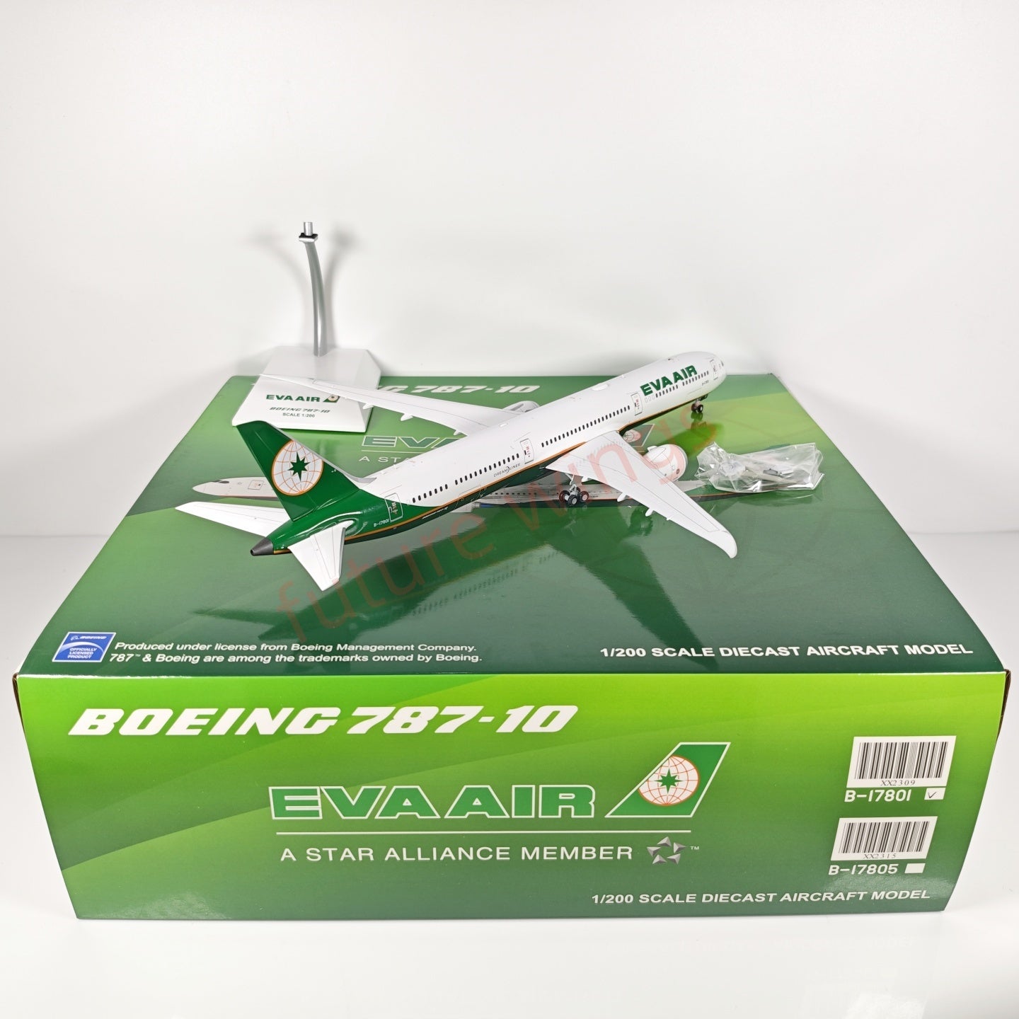 1:200 JC Wings XX2309 EVA Air B787-10 B-17801 Aircraft Model