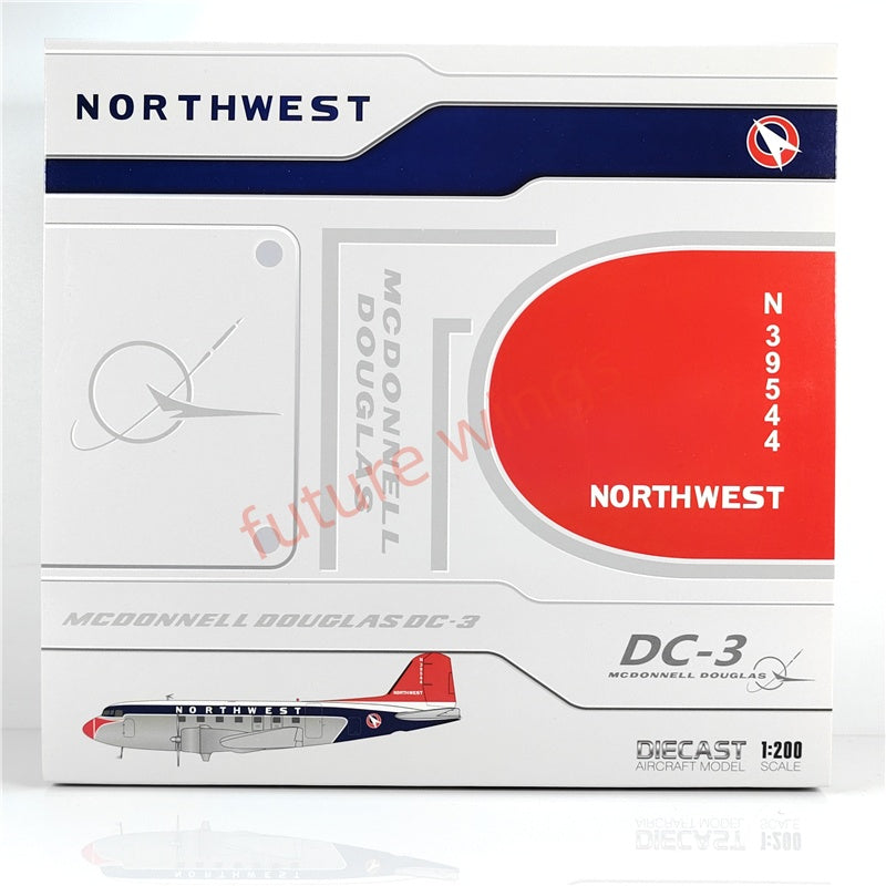 1:200 JC Wings XX2382 Northwest Airlines DC-3 N39544 Diecast Aircraft Model