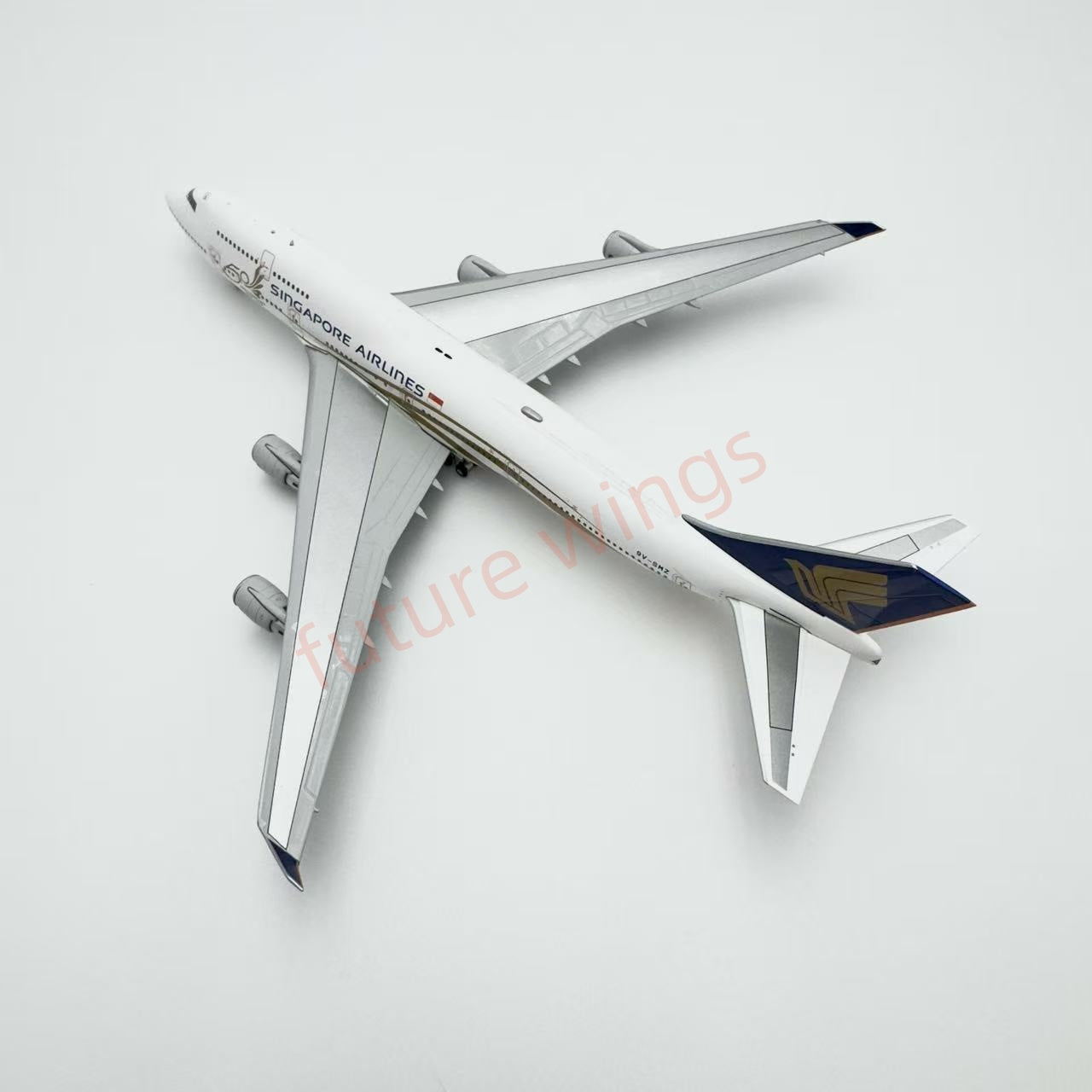1:400 YY Wings Singapore Airlines B747-400 9V-SMZ “50years” Aircraft Model Free Tractor+Stand
