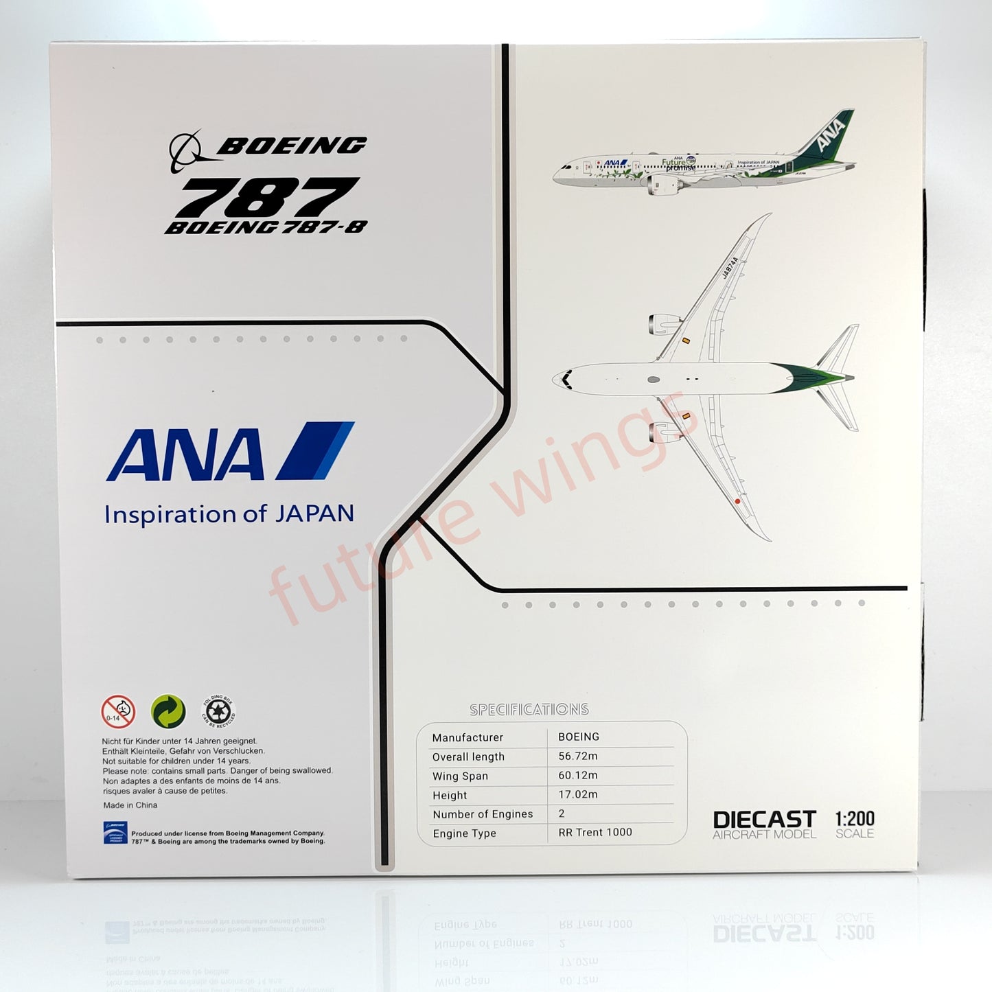 1:200 JC Wings SA2035 ANA B787-8 JA874A Diecast Aircraft Model