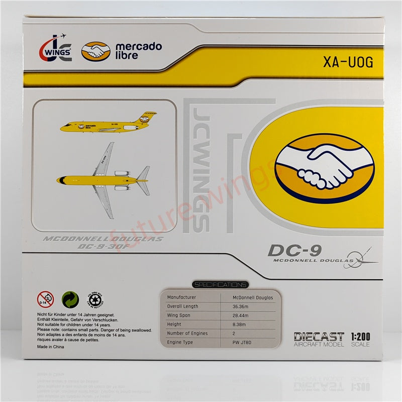 1:200 JC Wings XX20102 Mercado Libre DC-9F XA-UOG Diecast Aircraft Model