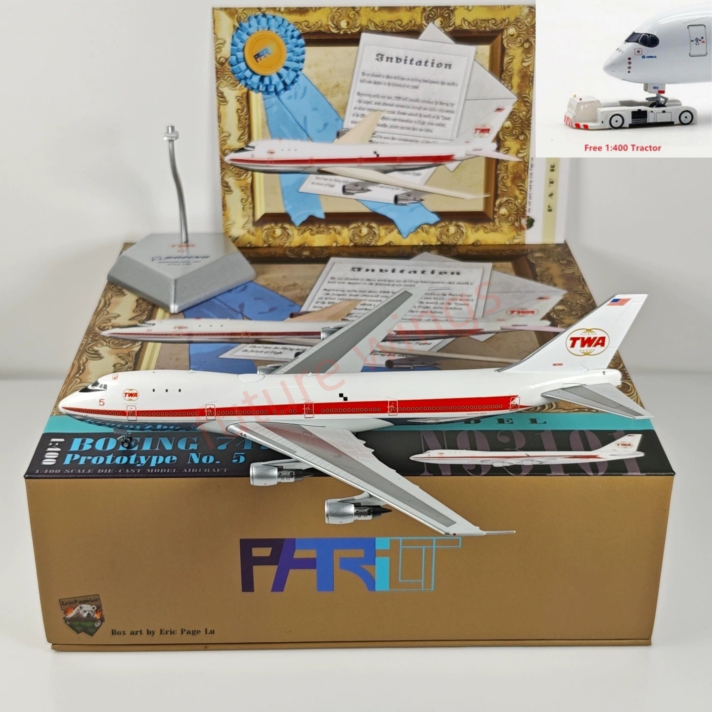 1:400 Patriot TWA Boeing B747-131 N93101 No.5 Diecast Aircraft Model+Free Tractor