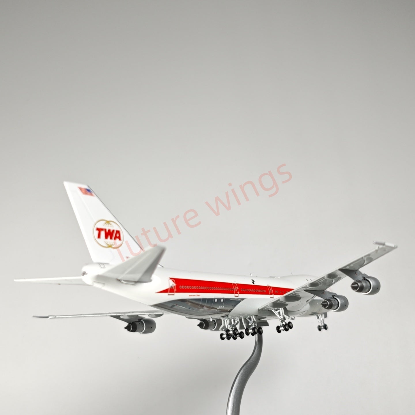 1:400 Patriot TWA Boeing B747-131 N93101 No.5 Diecast Aircraft Model+Free Tractor