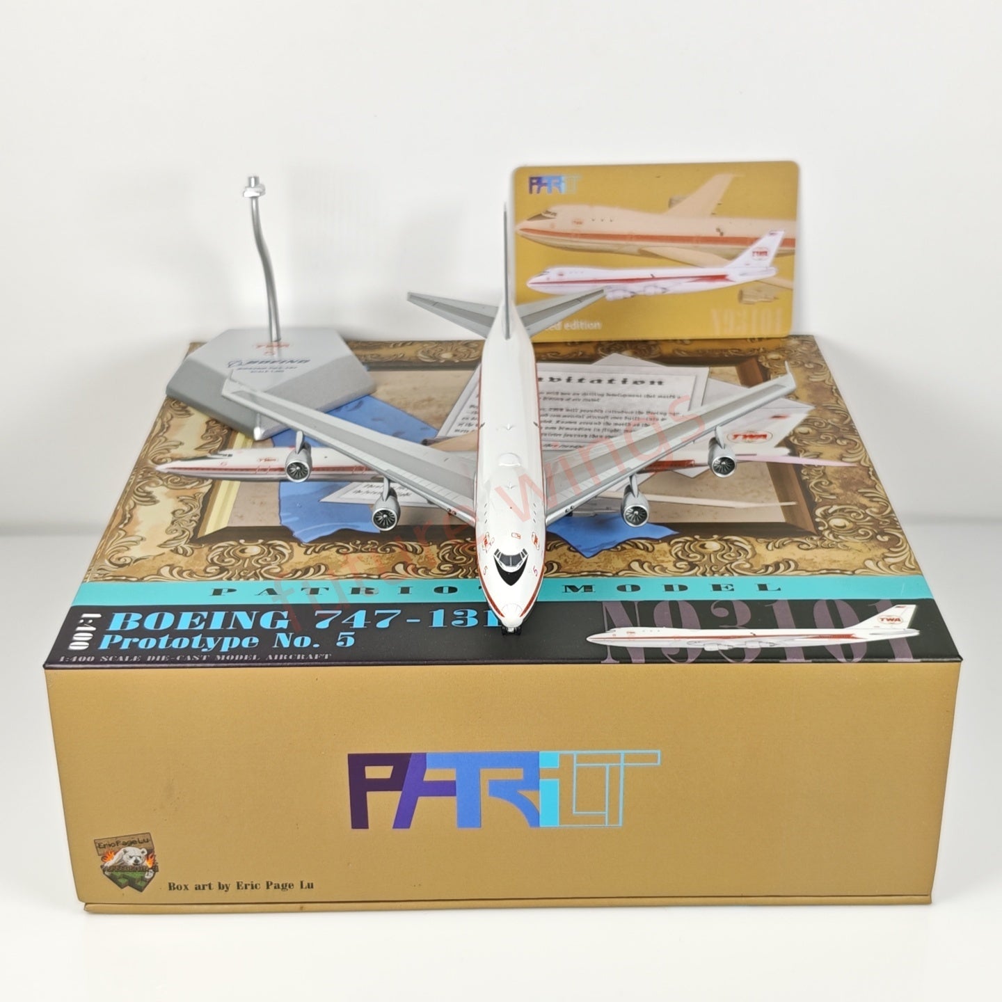 1:400 Patriot TWA Boeing B747-131 N93101 No.5 Diecast Aircraft Model+Free Tractor